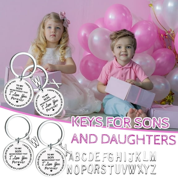 Jacenvly Mother's Day Diy To My Son Stainless Steel Last Name 26 Letter Keychain 2.5Cm Mother's Day Gifts For Wome/Men/Mom/Girls/Kids/Teens