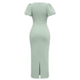 thumbnail image 7 of Brglopf Women's Puff Short Sleeve Bodycon Midi Dress Summer Elegant Formal Wedding Guest Cocktail Party Office Pencil Dresses, 7 of 7