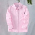 thumbnail image 2 of XIMIN Boys Long Sleeve Oxford Dress Shirt Casual Button Down Striped Top with Lapel Collar Kids Formal Blouse, 2 of 5