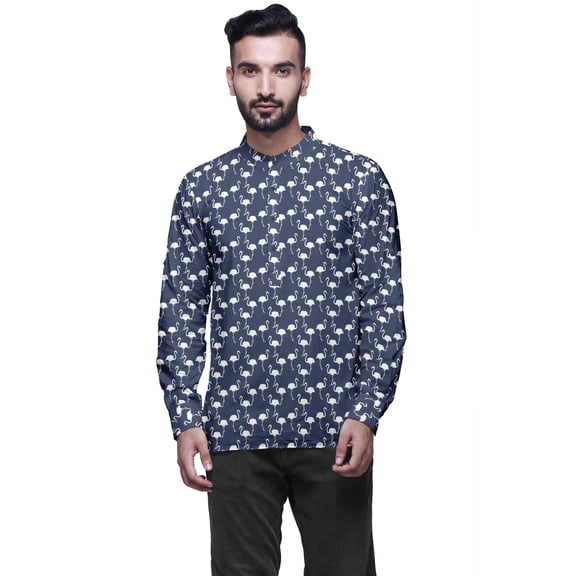 Atasi Long Cuff Sleeve Shirt Casual Printed Short Kurta For Men Summer Wear