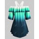 thumbnail image 2 of Abrir hombro volantes O Ring Ombre más tapa del tamaño Rosegal Camisetas tallas grandes, 2 of 5