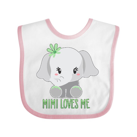 Inktastic Mimi Loves Me Cute Elephant Boys or Girls Baby Bib