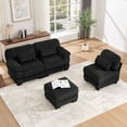 thumbnail image 6 of HUMEHA 104" Corduroy Modular Sofa Black 3-Seat w/ Ottoman, 6 of 16