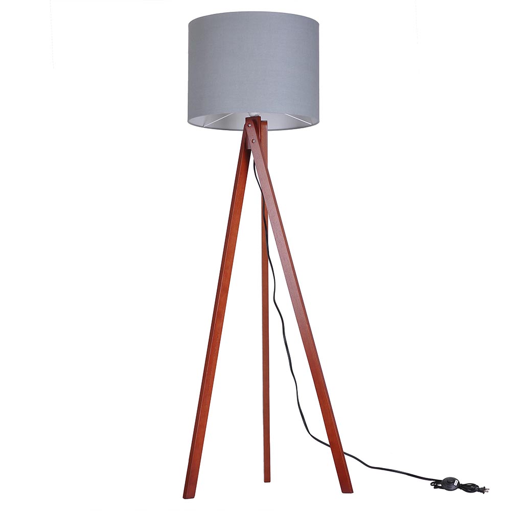 oak wood tripod floor lamp