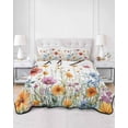 thumbnail image 3 of Wildflower Queen Size Down Alternative Comforter, Lightweight Comforter Quilt Bedding Set with Pillow Shams Country Flower Orange Pink Flower Plant All Seasons Bed Comforter Duvet Insert 90"x96", 3 of 7