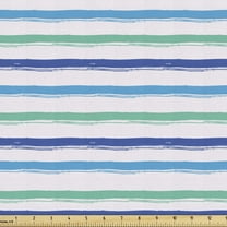 Harbour Stripe Fabric by the Yard, Brushstroke Lines Backdrop in Several Tones Modern Minimalist Design, Decorative Upholstery Fabric for Chairs Home Accents, 5 Yards, Royal Blue Seafoam by Ambesonne