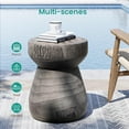 thumbnail image 4 of SUNBURY Outdoor Side Table, 14" Small Outdoor End Table, Patio Side Tables w Chessboard, Round Outdoors Concrete Side Tables, Garden Stool Plant Stand for Porch, Backyard (Grey), 4 of 16