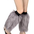 thumbnail image 1 of Harajuku Women Boot Socks Winter Furry Leg Warmers Faux Fur Shoes Cover Cuffs Ladies Gothic Fuzzy Plush Hipster Socks light grey 25, 1 of 2
