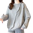 thumbnail image 1 of Gibobby Casual Sudadera para Mujer Sudadera de manga larga con cuello redondo para mujer(Gris,G), 1 of 4
