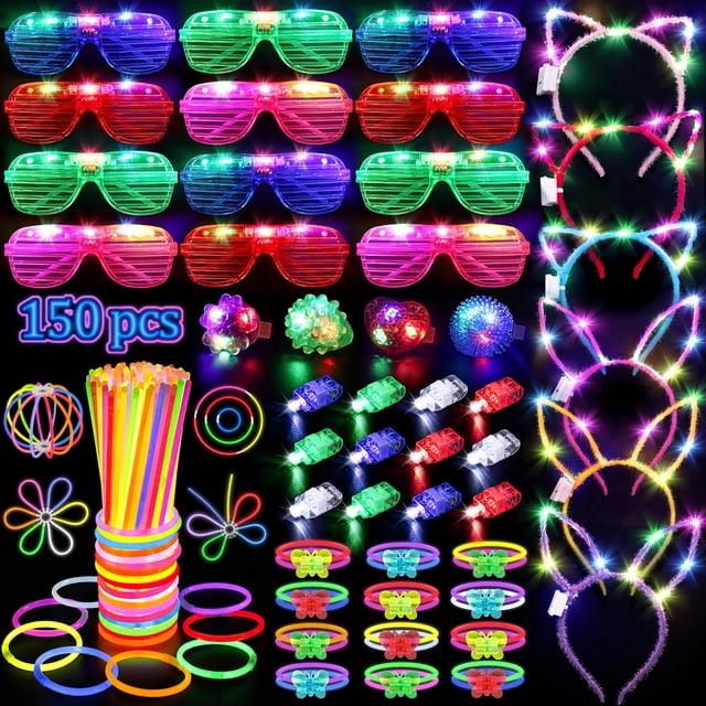 Artículos para fiestas TSDATOWR, 150 unidades, brillan en la oscuridad con gafas