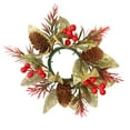 thumbnail image 2 of HaoXun Christmas Red Pine Cones Candle Holders Garland - Gold Plastic Table Decor with Berries and Leaves for Holiday Centerpieces, 9.84in Seasonal Wreath, 2 of 6