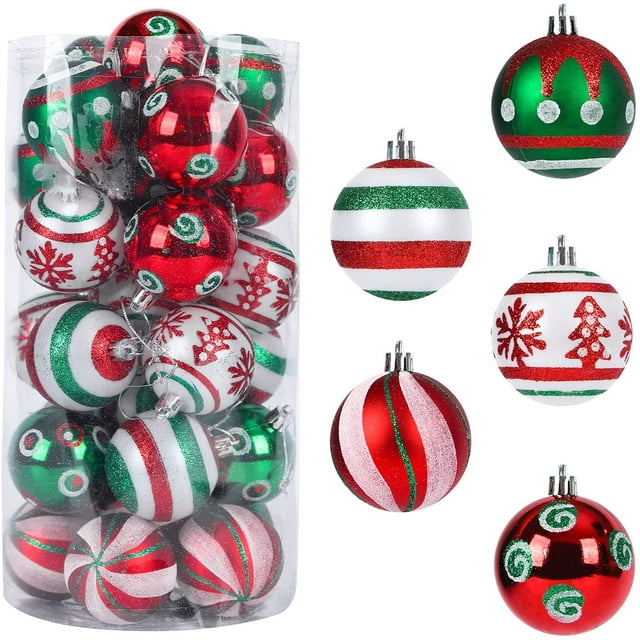 30 bolas de Navidad para decoración, juego de bolas de Navidad de 6 cm, bolas de plástico irrompibles para decoración de árboles de Navidad, bolas para decoración de árboles de Navidad