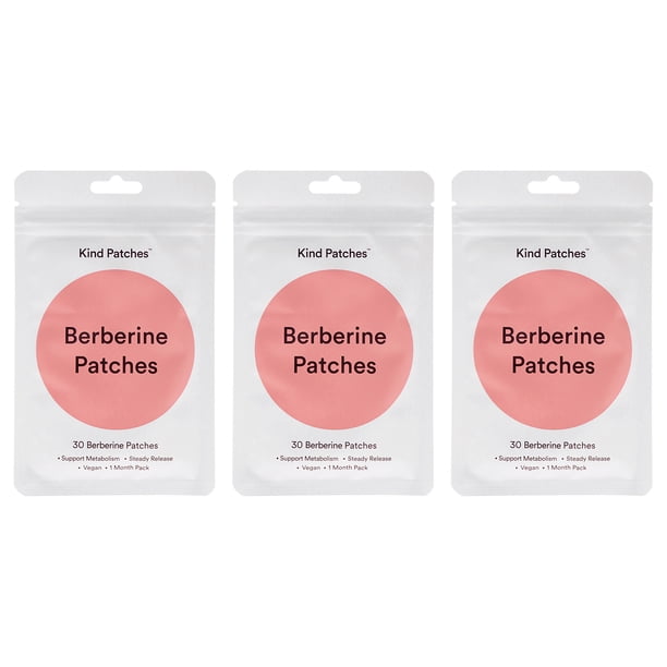 Parches de berberina de Kind Patches para unisex - 30 parches - Paquete de 3