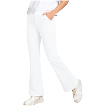 Diufon Girls School Uniform Pants Kids Summer Dressy Bootcut Yoga Pants High Waisted Leggings with Pockets
