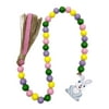 Easter Wood Bead Garland With Rustic Tassels Easter Bunny Flower Tag Beads