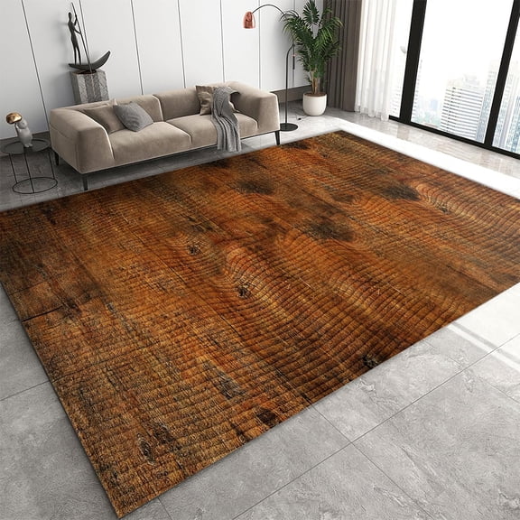 Barn Door Mat 2x3ft Dark Wood Plank Texture Rug, Distressed Rustic Barn Door Rugs for Living Room, with Anti-Slip Backing Washable Indoor Carpet for Bedroom Study Dining Room