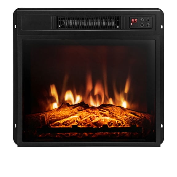 Furnibear 18 Inch Electric Fireplace Insert, Recessed Electric Fireplace Heater with Adjustable LED Flame and Remote Control, Black