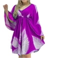 thumbnail image 2 of Robes pour Femmes 2024 Été Oversize Tempérament Doux Col en V Manches Bouffantes Couleur Unie Robe Confortable Robe Courte 50 % de Réduction Liquidation!, 2 of 7