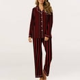 thumbnail image 4 of Plebaso Women's Pajama Set Striped Printed Long Sleeve Button down Shirt Sleepwear Pjs Outfits Loungewear, 4 of 7