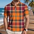 thumbnail image 4 of Homeyce Polo Shirts for Men Collar Short Sleeve Polo Shirts Button Down Plaid Polo Sweater Casual Basic Lightweight Golf T Shirt,Brown M, 4 of 5
