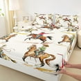 thumbnail image 3 of Manfei Rustic Western Cowboy Twin Sheet Sets,Farm Animal Horse Twin Fitted Sheet,Country Farmhouse Flat Sheet For Boys Kids,Microfiber Bedroom Decor,3-Piece, 3 of 7