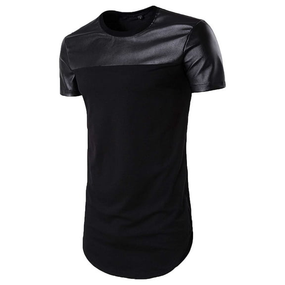 YLSDY Mens Longtail Shirts Workout Elegant Color Block Basic Tees Raglan Short Sleeve Blouse Crew Neck Summer Tops Longline Drop Tail T-Shirts Men Trendy 2024 Fashion Homewear Black M