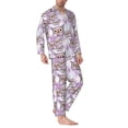 thumbnail image 2 of Bingfone Men's Pajama Set 2 Piece Loungewear PJs, Long Sleeve with Pajama Pants-Owl And Floral, 2 of 7