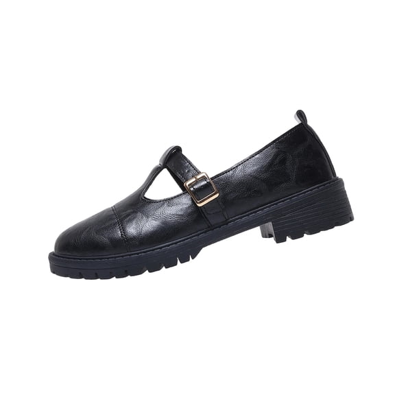 Womens Chunky Mary Jane Shoes with Adjustable Buckle, Platform Casual Shoes for Women, Comfortable Everyday Walking Shoes, Black,Size 5.5