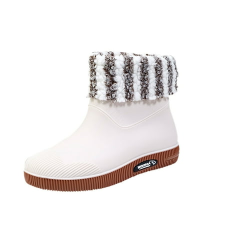 

QYZEU Womens Walking Sandals Mens Rain Boot Winter Boots Rainshoes Women Short Tube Plush Thermal Water Shoes Students Daily Waterproof Shoes Fashion Women Warm Rain Boots