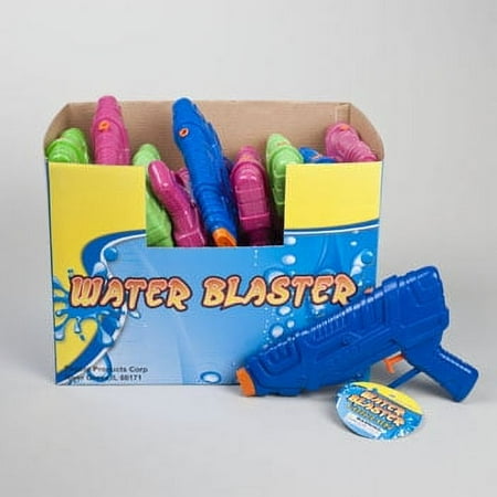 WATER BLASTER GUN PLASTIC 8.5IN PINK/BLUE/GREEN 24PC PDQ, Case Pack of 24