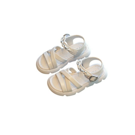 

Tenmix Kids Girl Flat Sandals Ankle Strap Princess Shoes Beach Sandal Summer Girls Comfort Fashion Beige 1Y