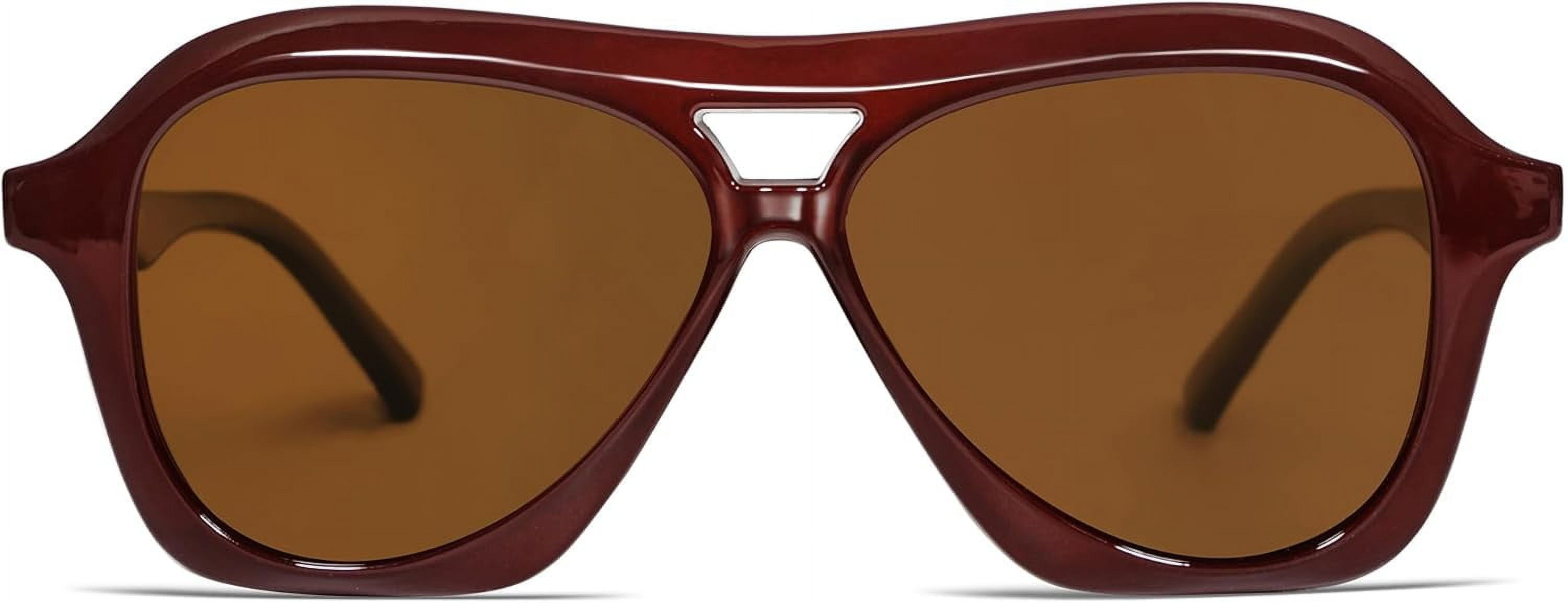 Retro 70s Square Aviator Sunglasses, Polarized Unisex Shades VL9768 Vintage Square Polarized Aviator Sunglasses for Men Women  main image 4