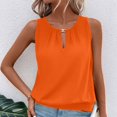 thumbnail image 4 of Fshinging 2026 Summer Fashion Tank Top for Women V Neck Keyhole Basic Solid Casual Sleeveless Regular Fit Plus Size Outfits Orange S, 4 of 6