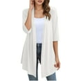thumbnail image 3 of Gyexs Womens Lightweight Open Front Cardigan Casual Loose Knit 3/4 Sleeves Fall Outwear Fashion (White, Size S), 3 of 7