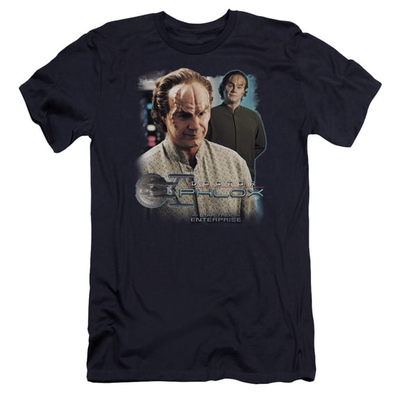 Star Trek Doctor Phlox Premium Canvas Adult Slim Fit 30/1 T-Shirt Navy