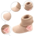thumbnail image 5 of Dakaela 0-18M Baby Booties Newborn Infant Knit Sock Shoes Toddler Boys Girls Winter Warm Unisex First Walkers Ankle Crib Slippers Beige, 5 of 6