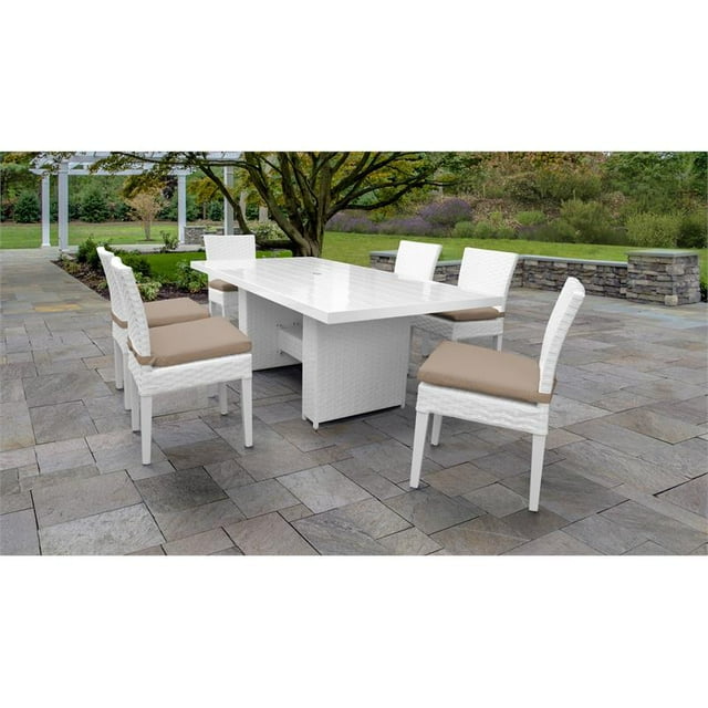 Miami Table à Manger Patio Extérieur Rectangulaire W / 6 Chaises Sans Bras