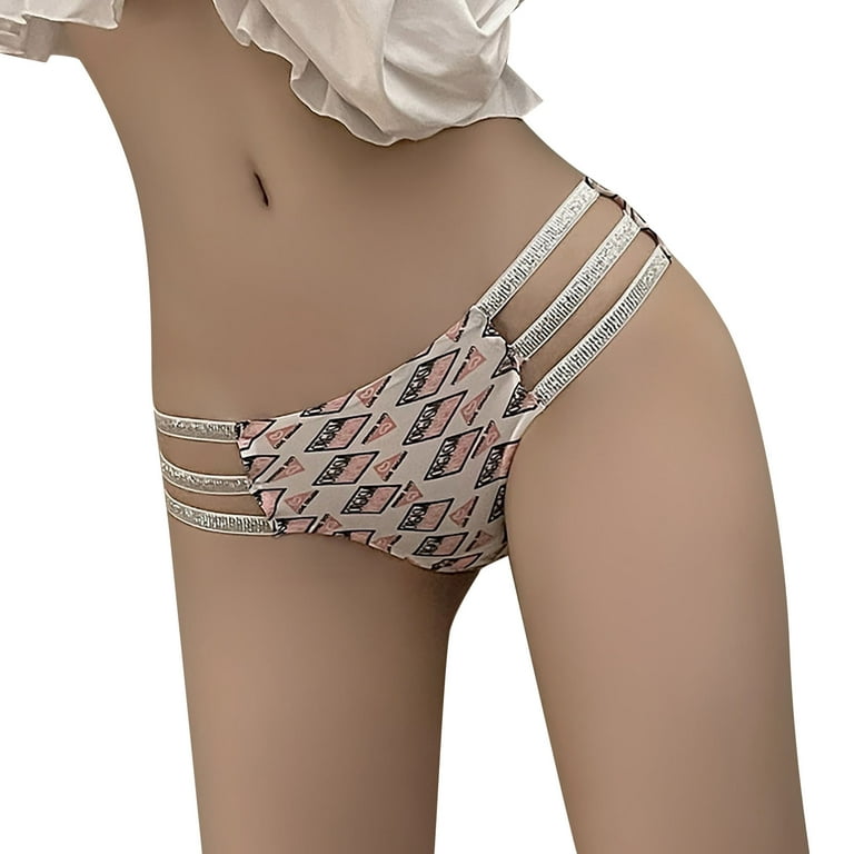 GWAABD Womens Skimpy Panties Fashion Striped Ice Silk Hollow