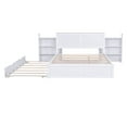 thumbnail image 5 of Queen Size Platform Bed, Modern Multi-Functional Storage Bed Frame with Pull Out Shelves and Trundle, Solid Wood Queen Bed for Bedroom, Living Room, White, 5 of 9
