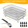 thumbnail image 6 of Wekvgz 12pcs Air Fryer Accessories 3 Layer Stacking Air Fryer Grill Rack Stainless Steel Dehydrator Rack Rectangular with 8 Silicone Feet 1 Anti-Scald Clip for Double Basket Air Fryer Oven, 6 of 11