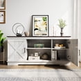 thumbnail image 2 of DEXTRUS Farmhouse Storage Buffet Cabinet, 59.5" Coffee Bar Sideboard with Barn Door for Living Room, Entryway, Grey White, 2 of 7