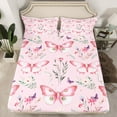 thumbnail image 2 of Homewish Teens Floral Butterflies 4pcs Bed Sheets,Flowers Blossom King Sheets,Exotic Style Super Cozy Sheet Set,Breathable Home Decor, 2 of 7
