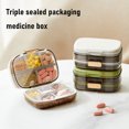 thumbnail image 3 of Pill Box Compact Weekly Pill Organizer with Sealing System Moisture-Proof Container Separate Compartments Pill Dispenser for Morning Noon Evening, 3 of 8