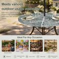 thumbnail image 6 of Round Outdoor Tablecloth with Umbrella Hole and Zipper, Teal Grey Abstract Tablecloth with Elastic Waterproof, Modern Graffiti Distressed Mottled Art Patio Table Covers for 36" - 44" Pool Tables, 6 of 9