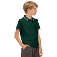 thumbnail image 4 of UngA Boys' Color Block School Uniform Polo Shirt Button Closure Fashion Shirts Classic Fit Active Casual Kids Toddler Short Sleeve Summer Tops (Dark Green,9-10 Years), 4 of 7