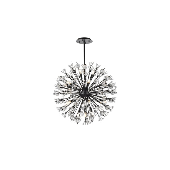 Elegant Lighting Vera 32" Crystal Starburst Round Pendant In Black