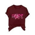 thumbnail image 2 of VKOYWKM Women's Cancer Tshirts Pink Ribbon Graphic Tees Breast Cancer Awareness T-Shirt Inspirational Breast Cancer Crew Neck Short Sleeve Tee Tops, 2 of 4