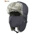 thumbnail image 2 of Spencer Winter Trapper Trooper Hat Windproof Thermal Russian Ushanka Hat with Ear Flap Mask for Men Women Hunting Outdoor Warm Hats, Gray, 2 of 8