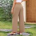 thumbnail image 6 of MIXUE Linen Pants Women Summer Solid Color Wide Leg Lace Up Loose Casual Trousers Sportwear,Brown,XS, 6 of 6