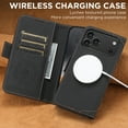 thumbnail image 6 of Dteck Magnetic Leather Wallet Phone Case For iPhone Air (2025) with Card Holder for Men and Women, MagSafe Compatible Flip Folio Cover with Kickstand and RFID Protection, Premium PU Leather, Black, 6 of 6